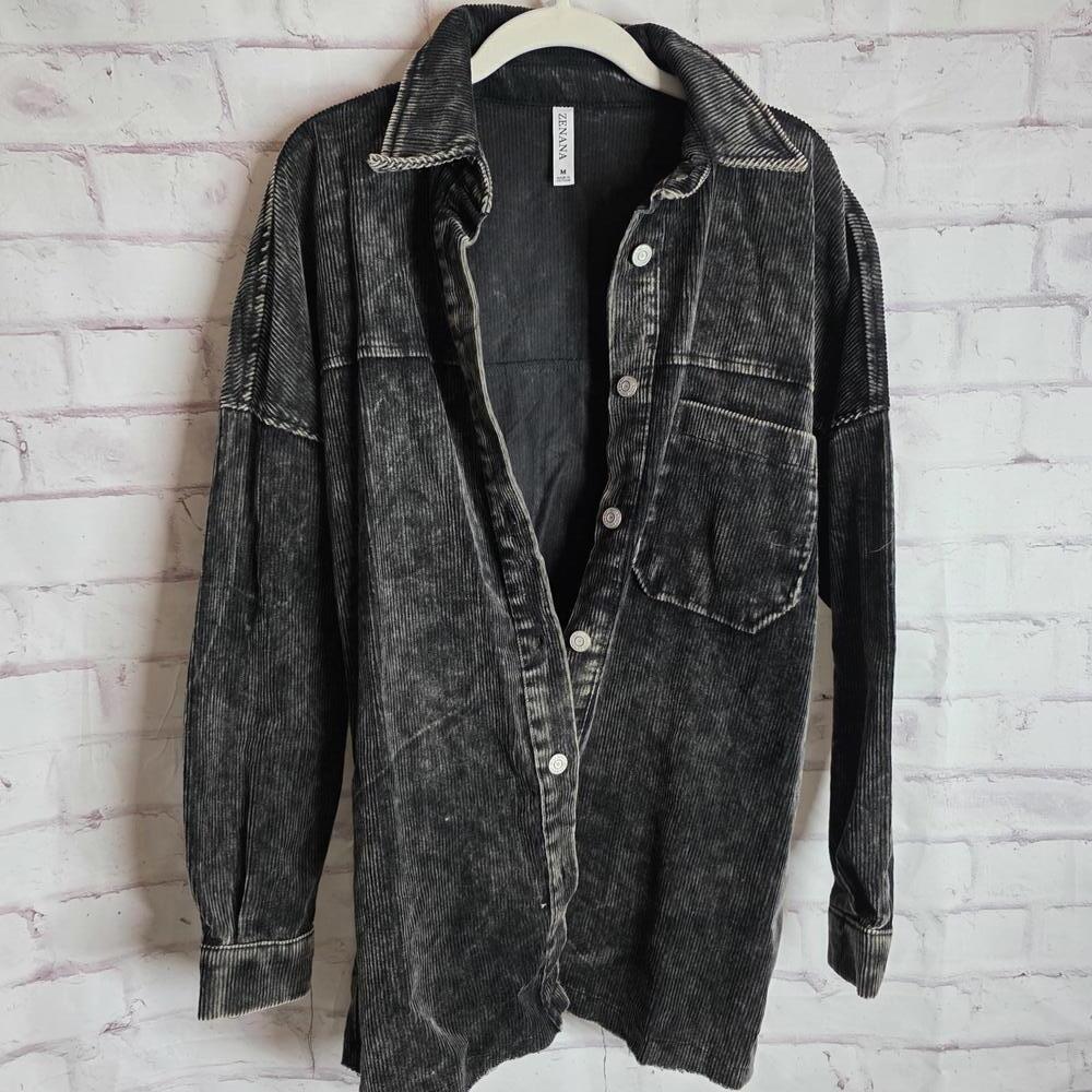 Black Corderoy Button Up Jacket